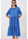 Kısa Kol Desenli Elbise 2553 - Saks