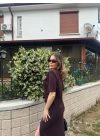 Kısa Kollu Uzun Yandan Yırtmaçlı Elbise - Kahverengi