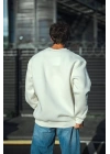 Kışlık Bisiklet Yaka Üç İplik Basic SweatShirt - Beyaz