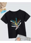 Kız Çocuk Baskılı T-Shirt- Siyah