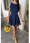 Kolsuz Belden Oturtmalı Denim Elbise 2885
