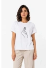 Kore Parmak Kalp Aşk Temalı Minimal Baskılı Tişört Yazlık Kısa Kol T-Shirt  - Beyaz