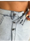 Kot Jeans Kesimetrik Kesim Cepli Şortlu Etek - Gri