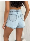 Kot Jeans Kesimetrik Kesim Cepli Şortlu Etek - Gri