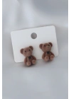 Koyu Kahverengi Renk Ayıcık Figür Kadın Küpe