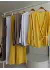 Kruvaze Model Klasik Pantolonlu Çupra Keten Takım 10191