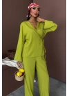 Kruvaze Model Klasik Pantolonlu Çupra Keten Takım 10191