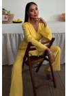 Kruvaze Model Klasik Pantolonlu Çupra Keten Takım 10191