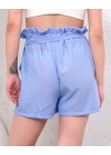 Kuşaklı keten şort mavi s255265