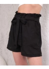 Kuşaklı keten şort siyah s255265