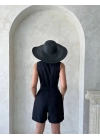 Kuşaklı şortlu tulum