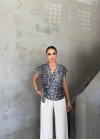 LEOPAR DESEN YANDAN BAĞLAMA DETAYLI BLUZ - Gri