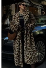 Leopar Desenli İçi Astarlı Peluş Kaban 7065