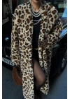 Leopar Desenli İçi Astarlı Peluş Kaban 7065