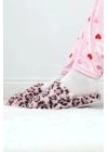 Leopar Desenli Peluş Terlik Pembe - 20597.264.