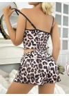 Leopar Desenli Şortlu Gecelik Pijama Takımı 5048