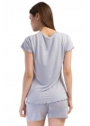 Likralı Viskon V Yaka Kısa Kol Eteği Oval Şort Tak