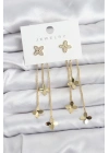 Lotus Model Gold Renk Pirinç Sallantılı Kadın Küpe