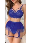 Mavi Bel Tüllü Kadın Seksi Fantazi Jartiyer Takım 2121
