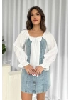 Mavi Önü Fiyoklu Kot Elbise
