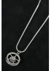 Medusa Tasarım Silver Renk Zincirli Erkek Kolye