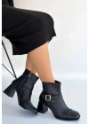 Mejjo Siyah Cilt Topuklu Bot