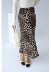 Midi Saten Etek - Leopar