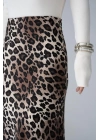 Midi Saten Etek - Leopar