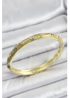 Mineli Gold Pirinç Sarı Renk Motifli Kadın Kelepçe