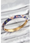 Mineli Pirinç Mor Çiçek Motifli Gold Kadın Kelepçe