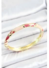 Mineli Pirinç Pembe Desenli Gold Renk Kadın Kelepçe