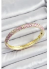 Mineli Pirinç Pembe Renk Desenli Kadın Kelepçe