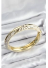 Mineli Pirinç Zirkon Taşlı Bej Desen Motifli Gold Kadın Kelepçe