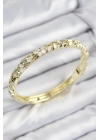 Mineli Pirinç Zirkon Taşlı Beyaz Çiçek Motifli Gold Kadın Kelepçe
