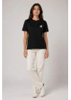 Minimal Geyik Logolu Tişört Bisiklet Yaka Kısa Kol Yazlık T-Shirt - Siyah