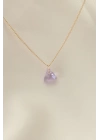 Minimal Lila Kristal Taşlı Kolye