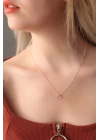Minimal Lila Kristal Taşlı Kolye