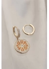 Minimal Taşlı Portakal Model Küpe