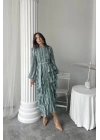 Mint Uzun Volanlı Elbise