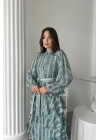 Mint Uzun Volanlı Elbise