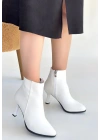 Mişha Beyaz Cilt Topuklu Bot