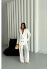 MODAL 4 DÜĞME ASTARSIZ CEKET - PANTOLON TAKIM - Beyaz
