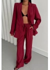 MODAL 4 DÜĞME ASTARSIZ CEKET - PANTOLON TAKIM - Bordo