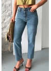 Mom fit kar yıkama bıyık detaylı jeans pantolon d2006