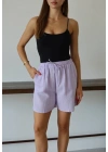 Müslin kumaş şort bağcıklı lila pt