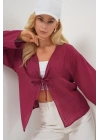 Önü Bağcıklı Bluz 952 - Bordo