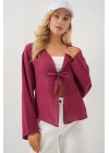 Önü Bağcıklı Bluz 952 - Bordo