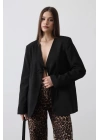 Önü Bağlamalı Blazer Ceket - Siyah