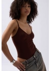 Önü Büzgülü Askılı Bodysuit
