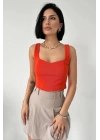 Oranj Askılı Bluz